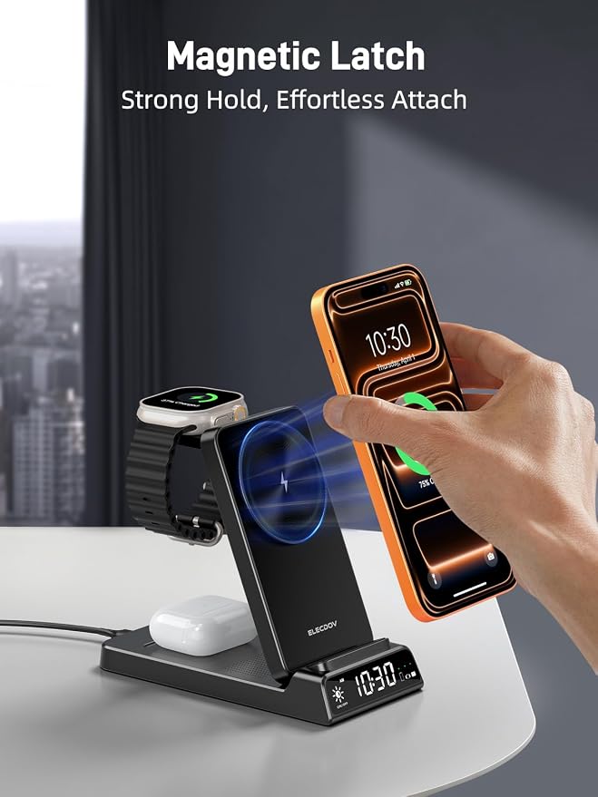 3 in 1 Charging Station for Apple, ELECDOV Magnetic Charger for iPhone - Image 2