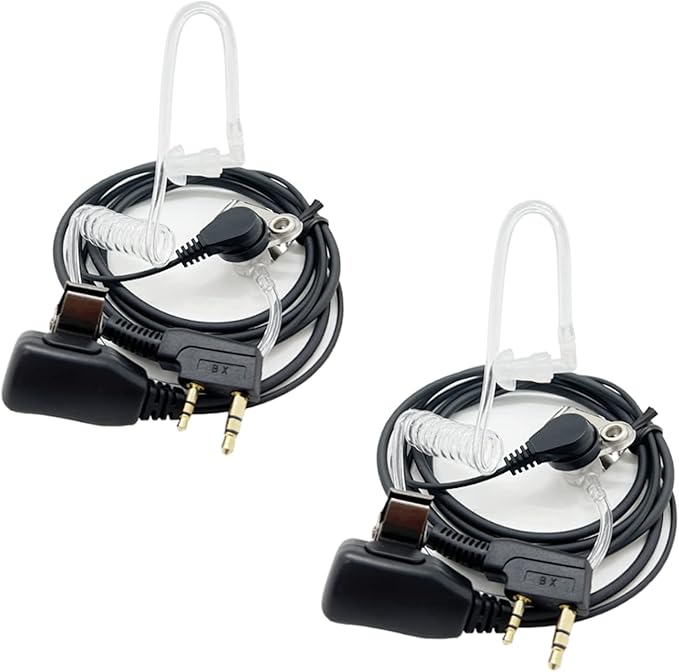 Walkie Talkies Earpieces with Mic 2 Pin Covert Air Acoustic Tube Headset by Riqiki