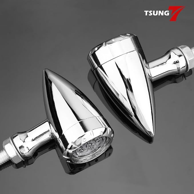 TSUNG 2PCS Motorcycle Bullet LED Front Turn Signal White Amber Light SMD - Image 7