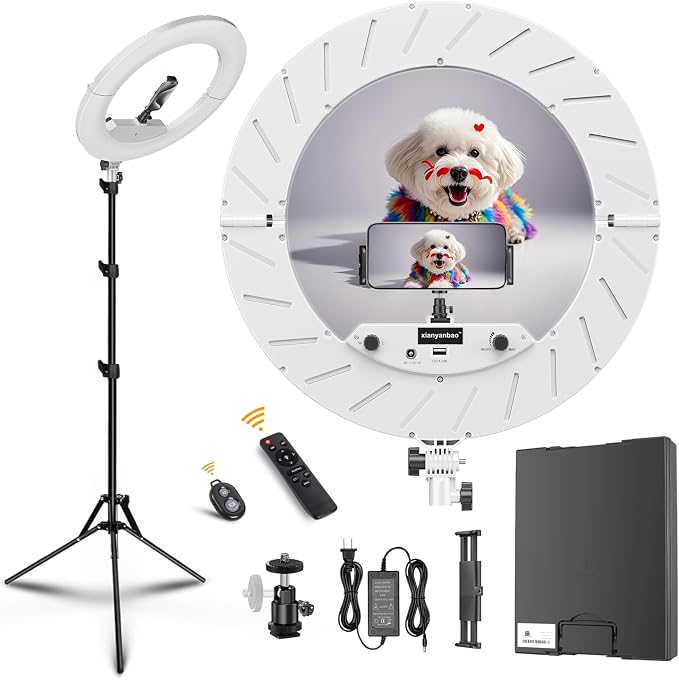18 Inch Ring Light Kit, 55W Dimmable LED Light, Tripod Stand, Remote Controller by xianyanbao