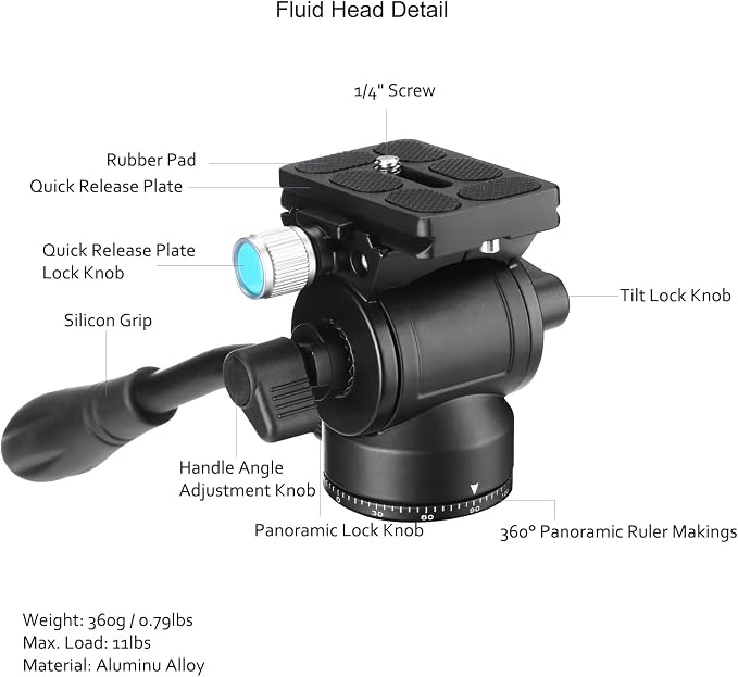 Camera Tripod, Aluminum Heavy Duty Tripod - Image 8