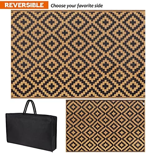 SAND MINE Waterproof Outdoor Rug 4x6 ft, Plastic Straw Area Rug, Large Floor Mat - Image 3