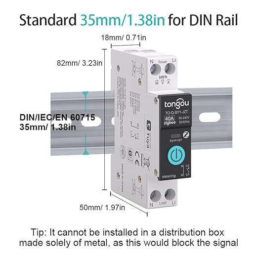 TONGOU ZigBee DIY Smart Switch 40A| DIN Rail Switch| 1P+N 90-240VAC| Real-time - Image 2