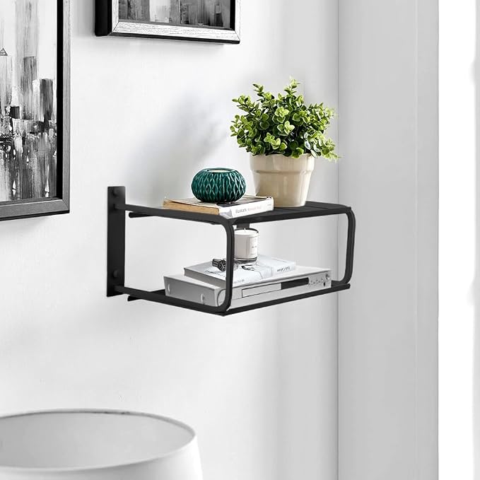 Tookie 2 Layers Projector Shelf, Wall Mount Double Floating Shelf Under TV - Image 2