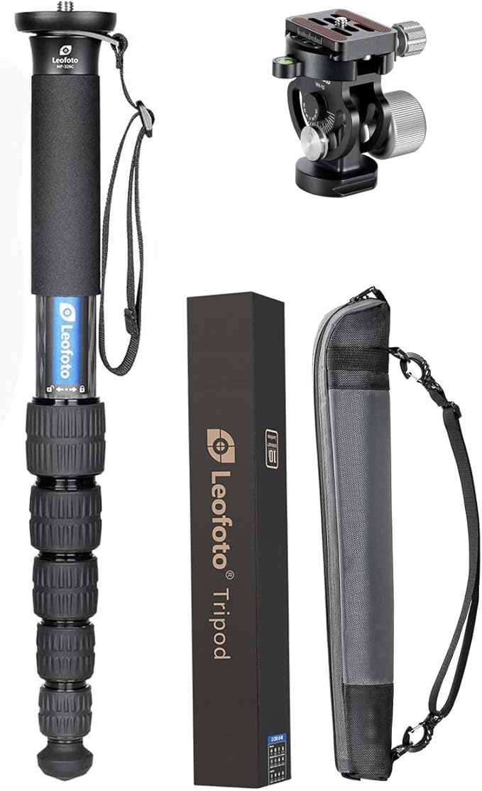 Leofoto MP-366C+VH-10S Monopod and Tilt Head Set, Carbon Fiber, VH-10S Monopod by TAKINGITFURTHER-LEOFOTO