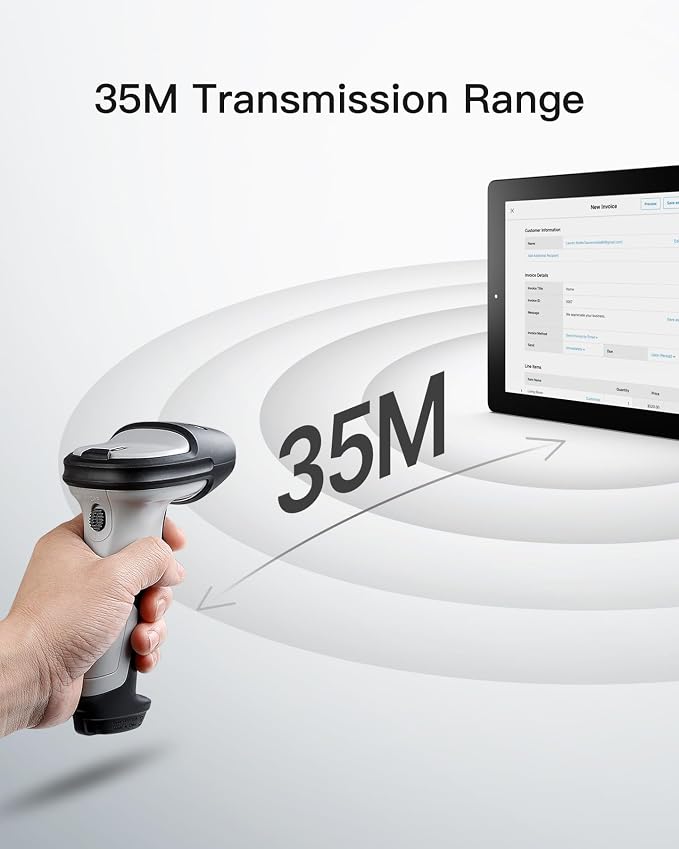 Inateck Bluetooth Barcode Scanner, 1 Charge 180 Days Standby, 115FT Range - Image 7