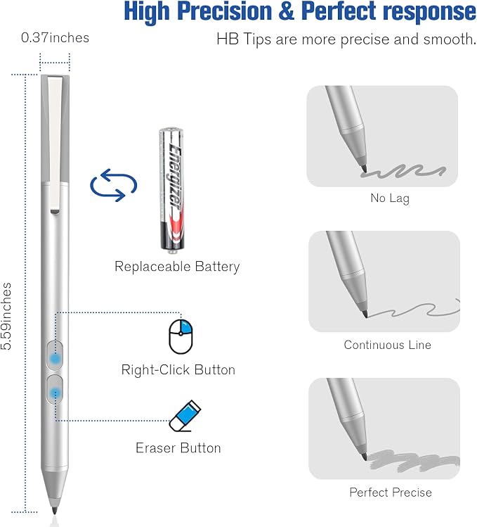 Stylus Pen for HP with 1024 Pressure Sensitivity & 2500hr Battery Life - Image 4