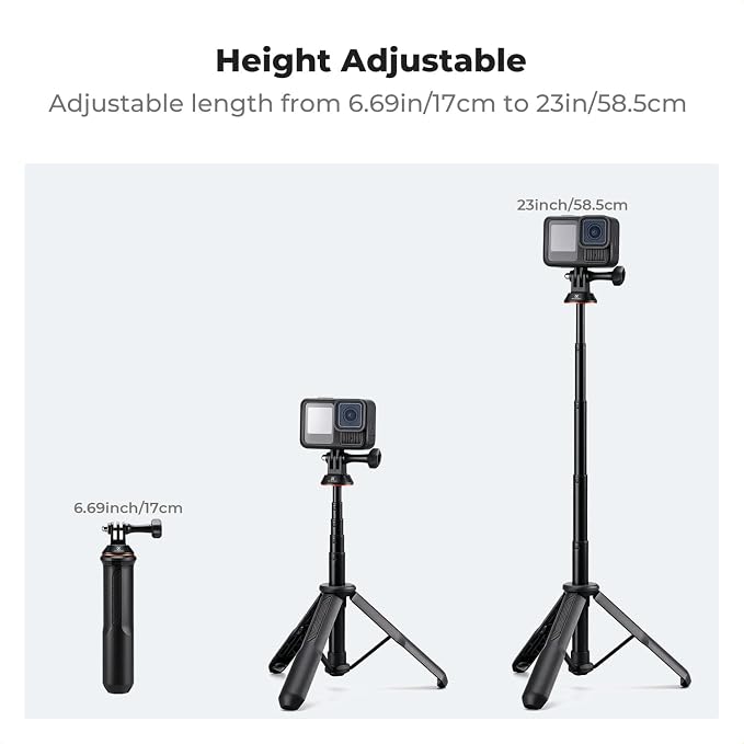 K&F CONCEPT 58.5cm/23" Selfie Stick Tripod, Portable Vlog Handle Grip Action - Image 2