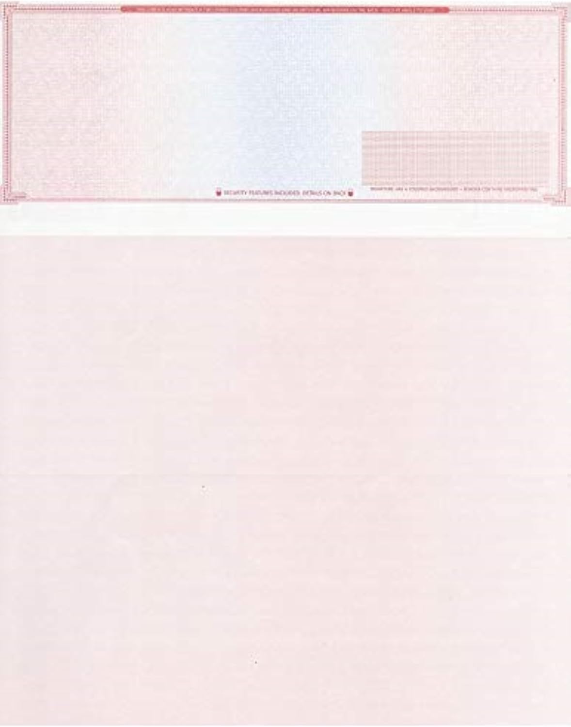 250 Blank Check Stock - Check on Top Mazed - Paper Weight # 70"High Security" Check Paper Red/Blue Mazed
