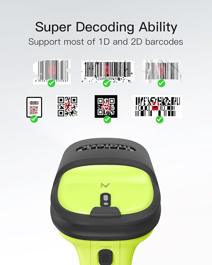 Inateck 2D Barcode Scanner, Wireless Bluetooth QR Code Scanner - Image 2
