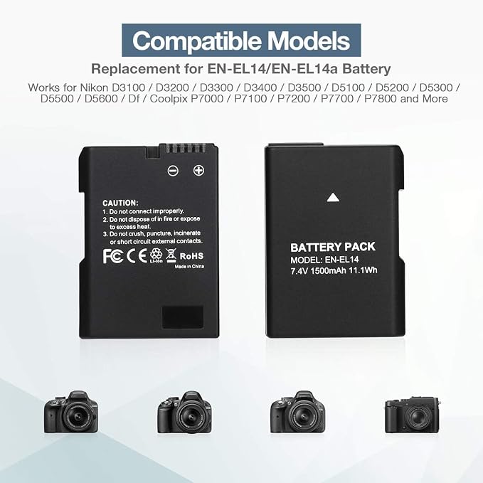 EN-EL14 EN EL14A Battery USB Charger and 2-Pack Rechargeable Batteries - Image 3