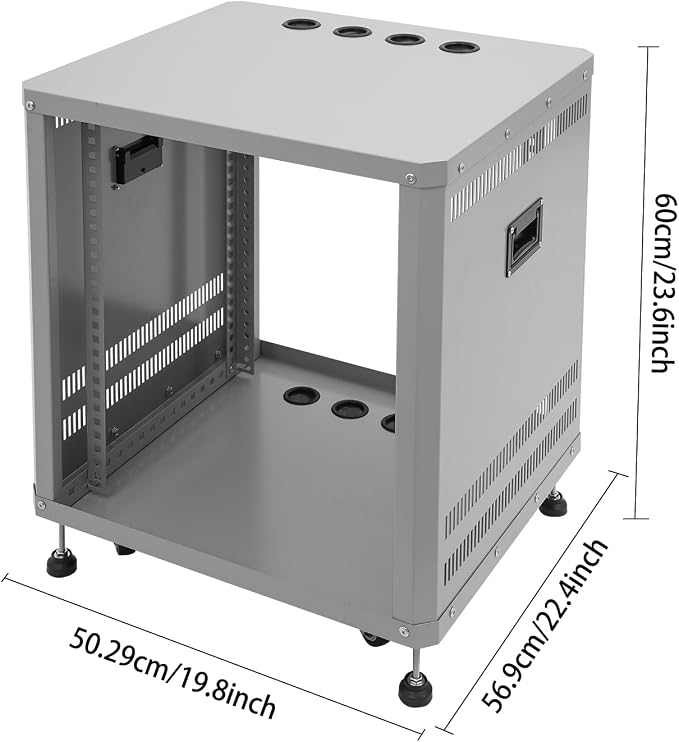 12U Home Audio & Video Stage Stereo Equipment Storage Cabinet Stand On Wheels - Image 6