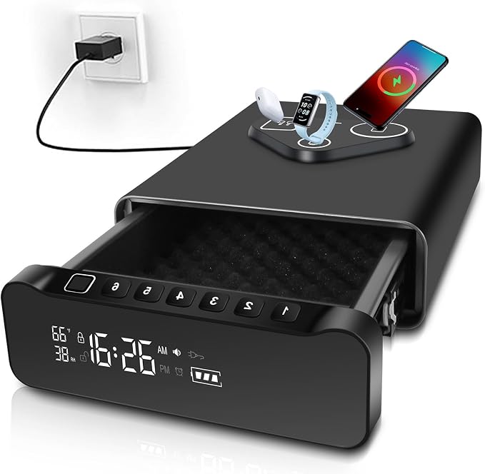 FTOP Biometric Fingerprint Gun Safe, Clock Handgun Safe by Unknown