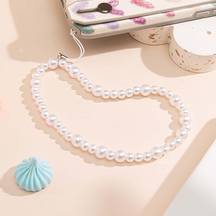 Beaded Phone Charm Lanyard Strap Girly Style Fixed Beads Pearl Lanyards - Image 7