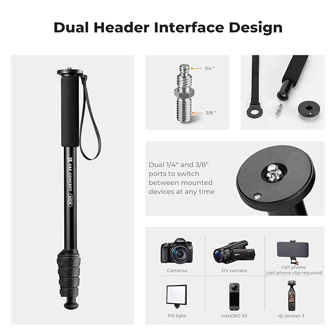 K&F CONCEPT Camera Monopod, Lightweight & Portable Camera Accessories, Payload - Image 5