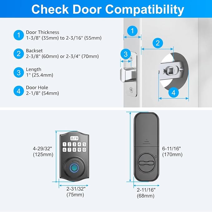 Built-in WiFi Smart Lock, Keyless Entry Door Lock - Image 9