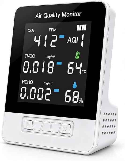 6-in-1 Air Quality Monitor, Smart Indoor CO2 Detector & HCHO TVOC AQI Tester by morhandisn