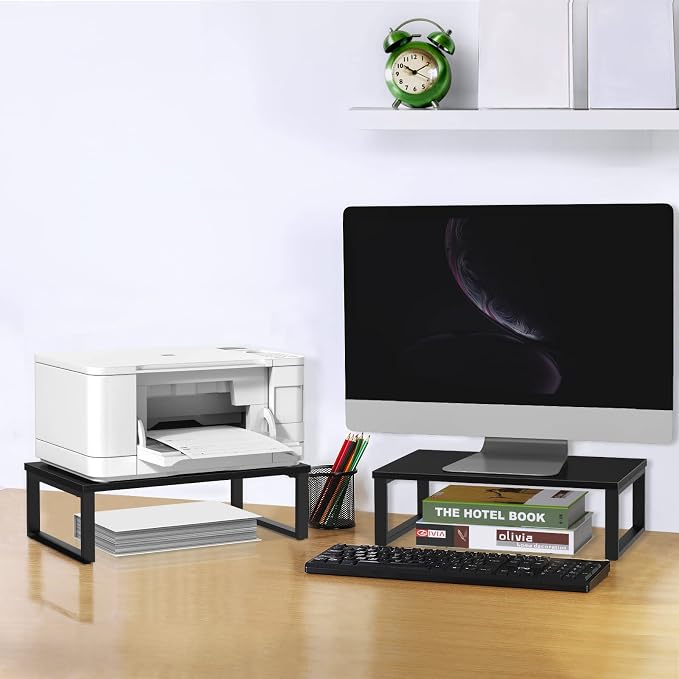 NORCEESAN 2 Pack Monitor Stand Riser Wood Desk Shelf - Image 3