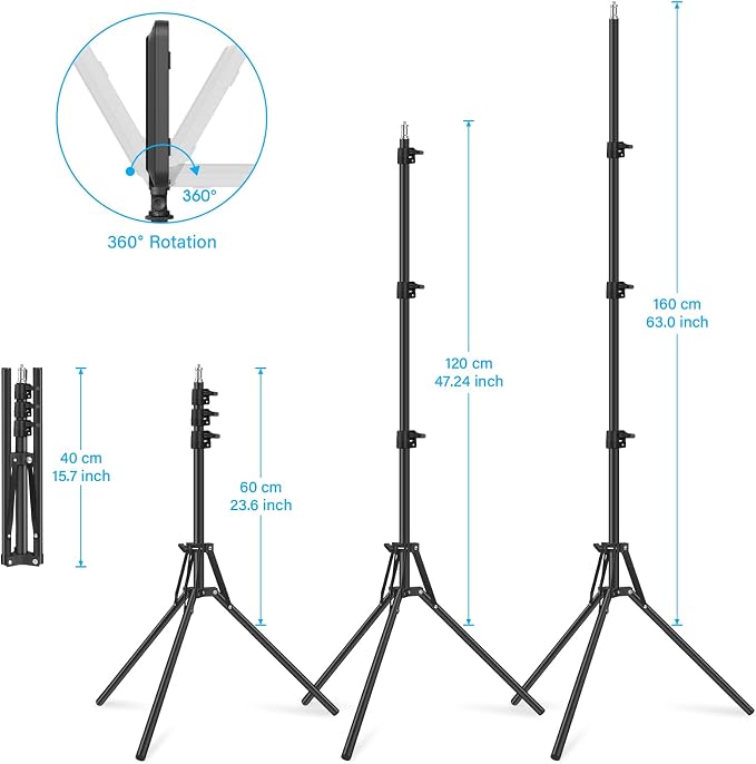 2 Pack LED Video Light with 63'' Tripod Stand, Obeamiu 2500-8500K Dimmable - Image 5