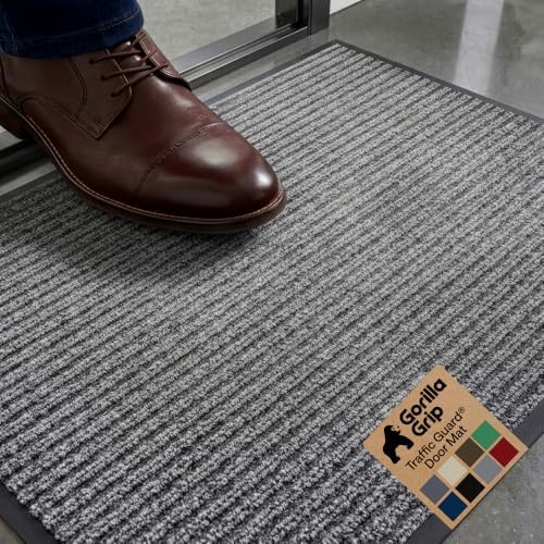 GORILLA GRIP Traffic Guard Indoor Outdoor Heavy Duty Door Mat 29x17 Lt Gray by GorillaGrip