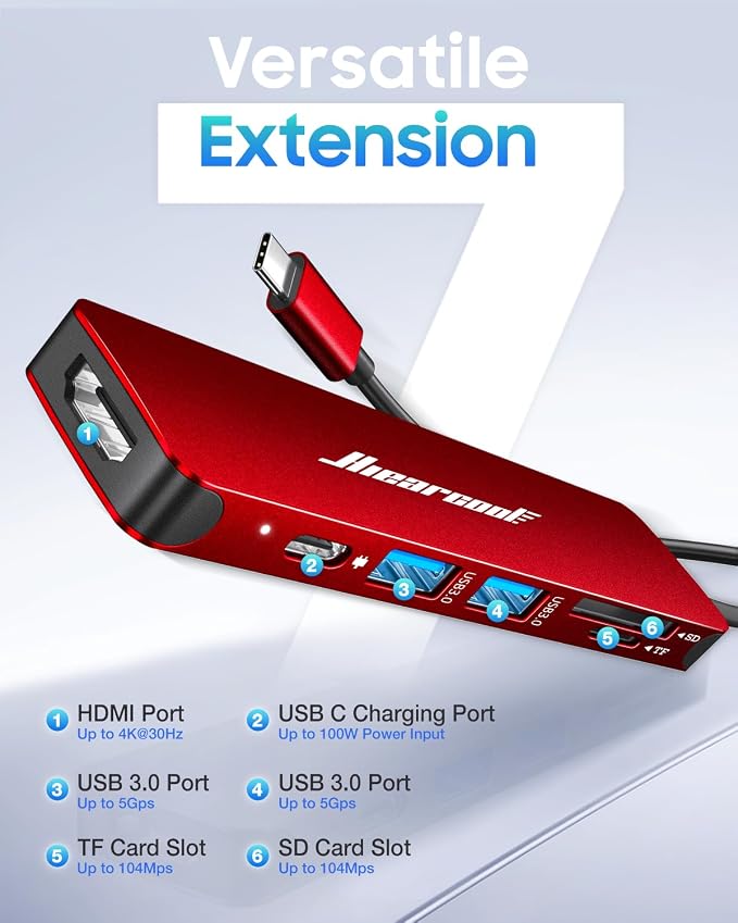Hiearcool USB C Hub, USB-C to HDMI Multi-Port Adapter - Image 2