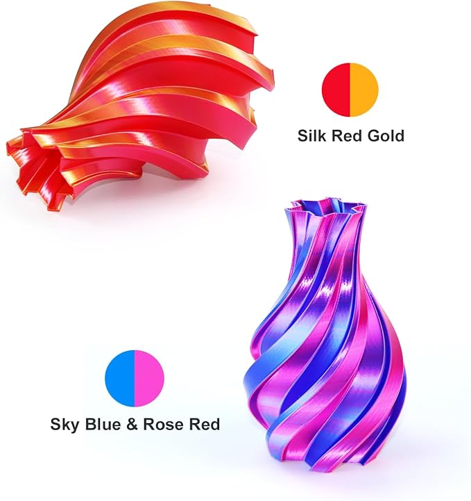 LOVOON 3D Printer Filament Dualcolor, 1.75mm Silk PLA Filament Gold Red - Image 3