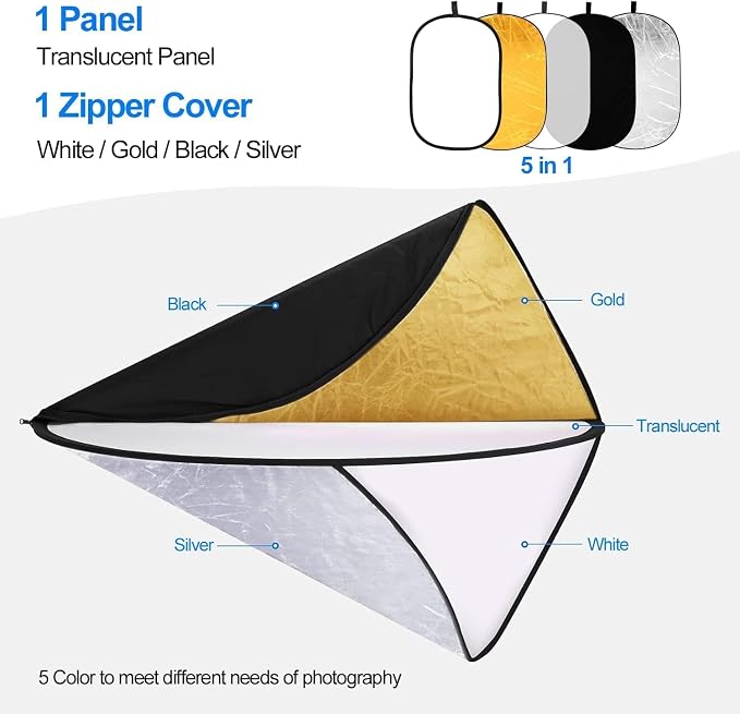 EMART 24'' x 36'' 5 in 1 Photo Collapsible Photography Reflector - Image 3