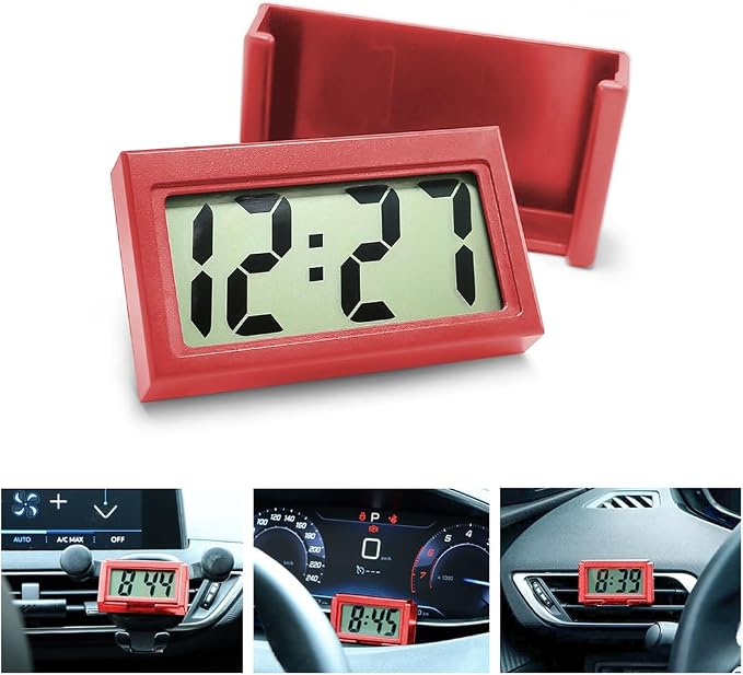Osilly Mini Digital Clock for Car Dashboard, Battery Operated & Clear LCD by Osilly