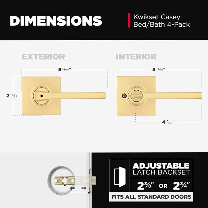 Kwikset Casey Interior Square Privacy Door Handle - Image 3