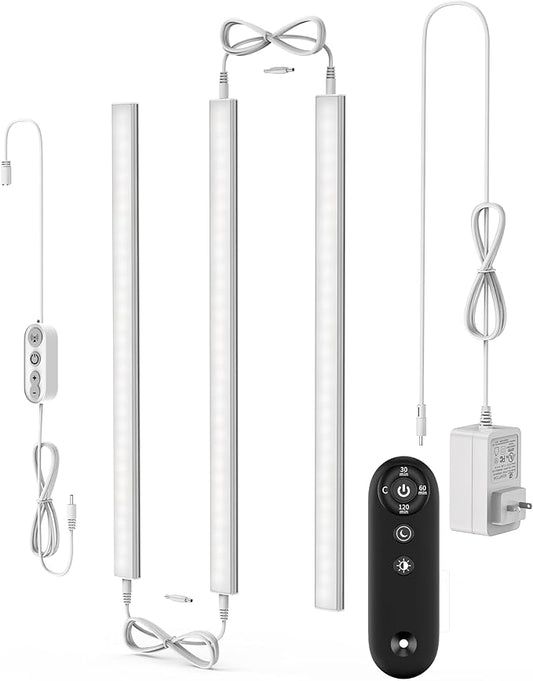 Remote Control Under Cabinet Led Light Plug in, Dimmable Daylight White 4500K by ASOKO