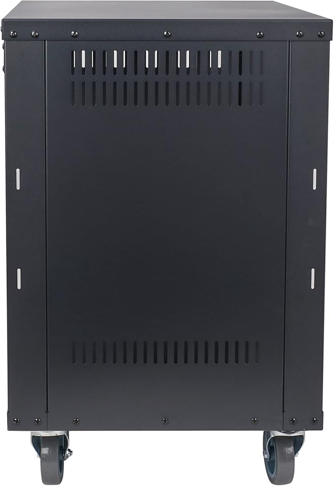 Sound Town 12U Universal Steel Rack, w/Mesh Doors, Locking Casters, Vented Side - Image 5