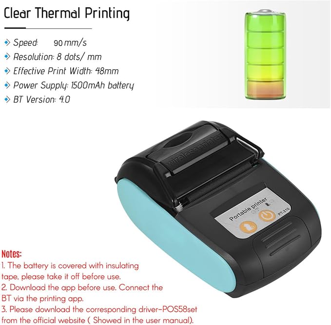Thermal Receipt Printer, PT-210 58mm Portable Thermal Printer Handheld Ticket - Image 9