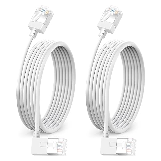 Ultra Thin Cat 6A Ethernet Cable 90° Degree Right Angled 25 Feet 2Pack by DUTEVOLNS