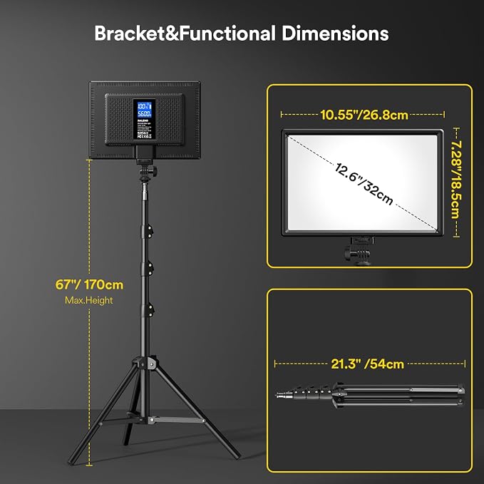 RALENO 13" Edge-Lit LED Video Light Panel Kit, Bi-Color 2500K-6500K Soft Studio - Image 7