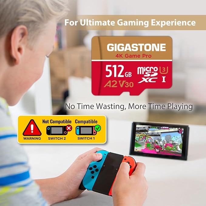 【Switch 1 Only】 GIGASTONE 512GB Micro SD Card, Game Pro, MicroSDXC Memory Card - Image 7