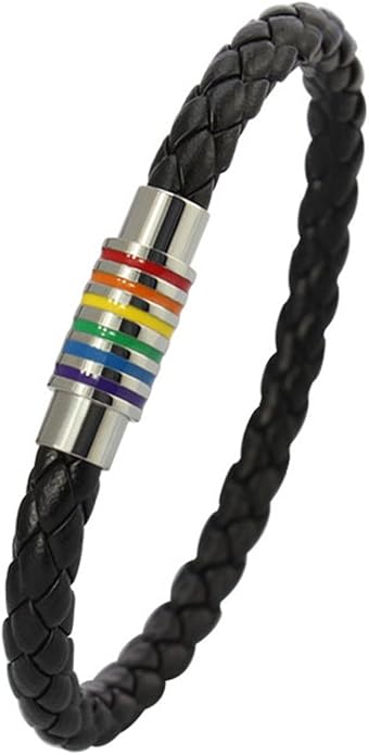 Nanafast Titanium Stainless Steel Rainbow LGBT Pride Bracelet Handmade Braided by Nanafast