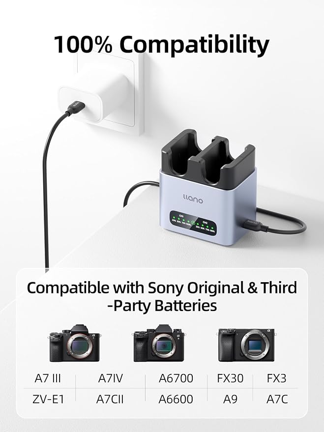 llano 20W NP-FZ100 Battery Charger: Fast Dual Slot - Image 3