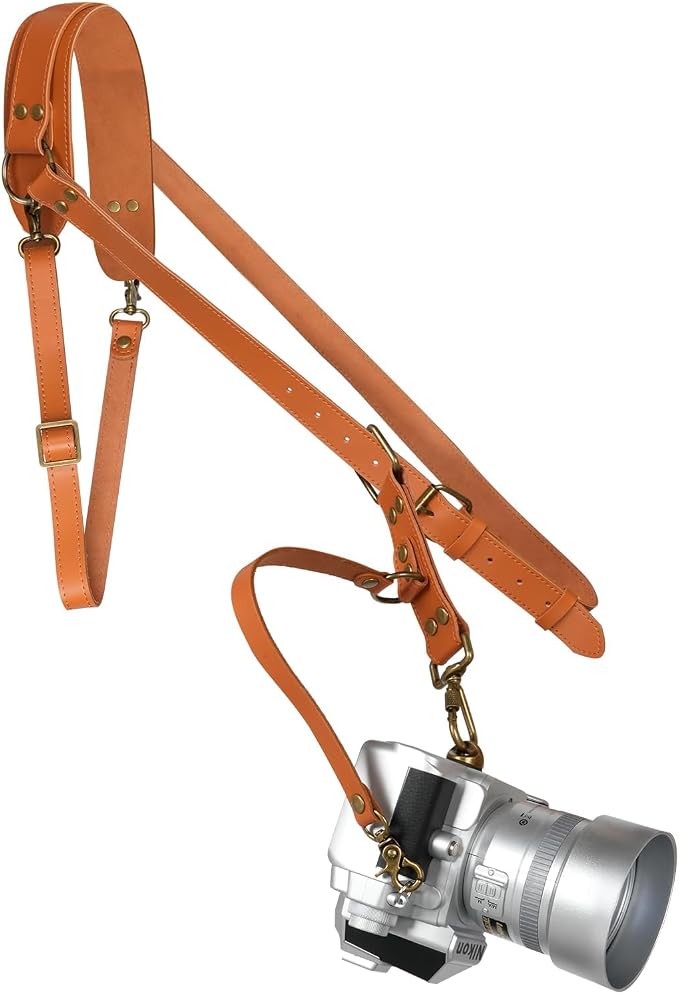 Leather Camera Harness for 1 Camera, Single Camera Strap for Photographers by 4JLEDR