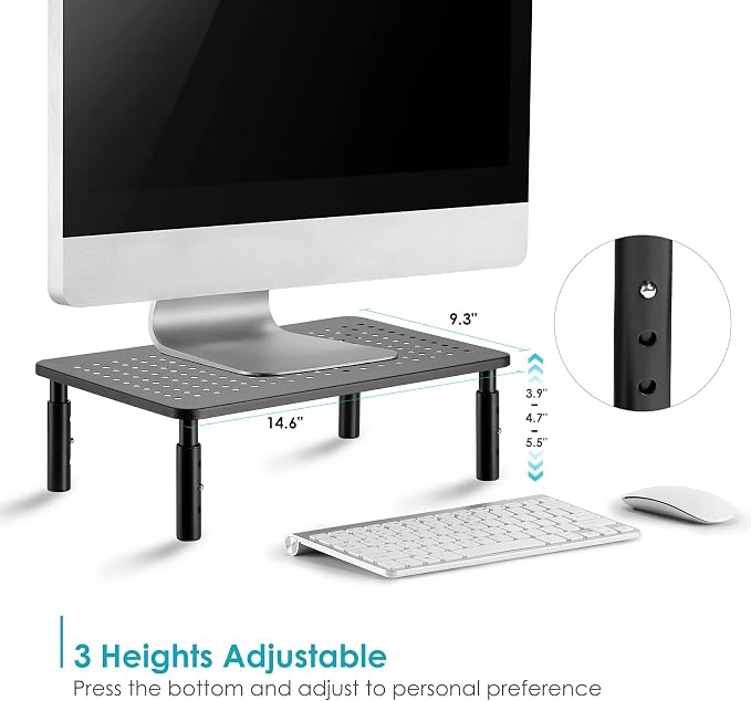 LOTEYIKE TV/Monitor Riser Desktop Stand, Flat Screen, Sturdy Metal Laptop - Image 2