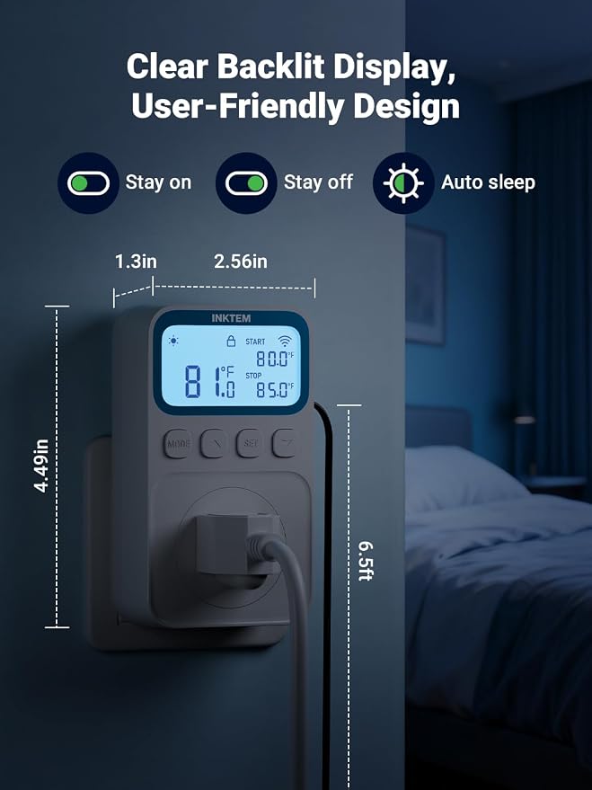 WiFi Plug in Thermostat Outlet, Temperature Controlled Outlet - Image 8