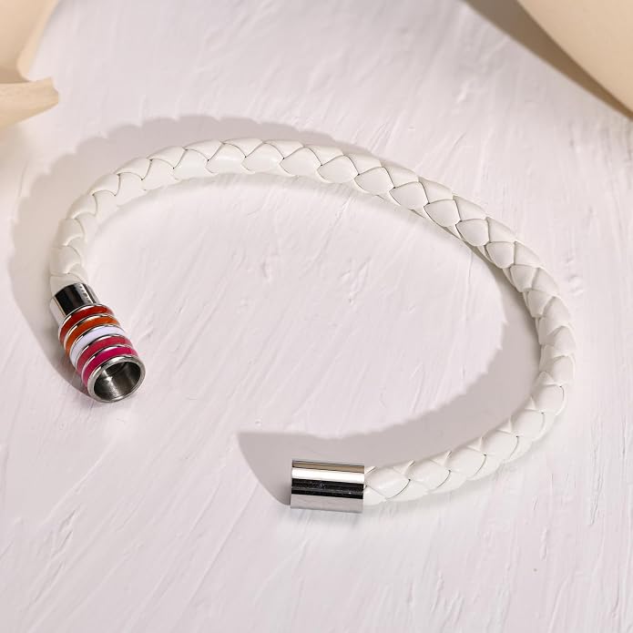 Nanafast Titanium Stainless Steel Rainbow LGBT Pride Bracelet Handmade Braided - Image 5
