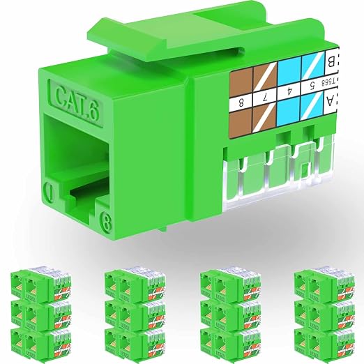 Rapink RJ45 Keystone Jack Cat6 10G Support, Keystone Jacks UTP 25 Pack by Rapink