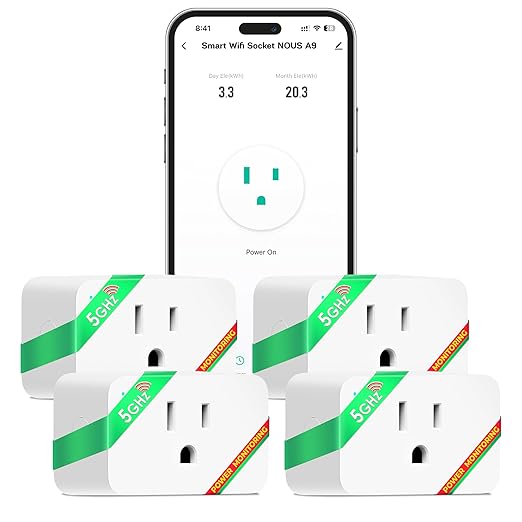 NOUS Wi-Fi Smart Plug 15A, Dual-Band 2.4GHz & 5GHz, Energy Monitoring, by NOUS
