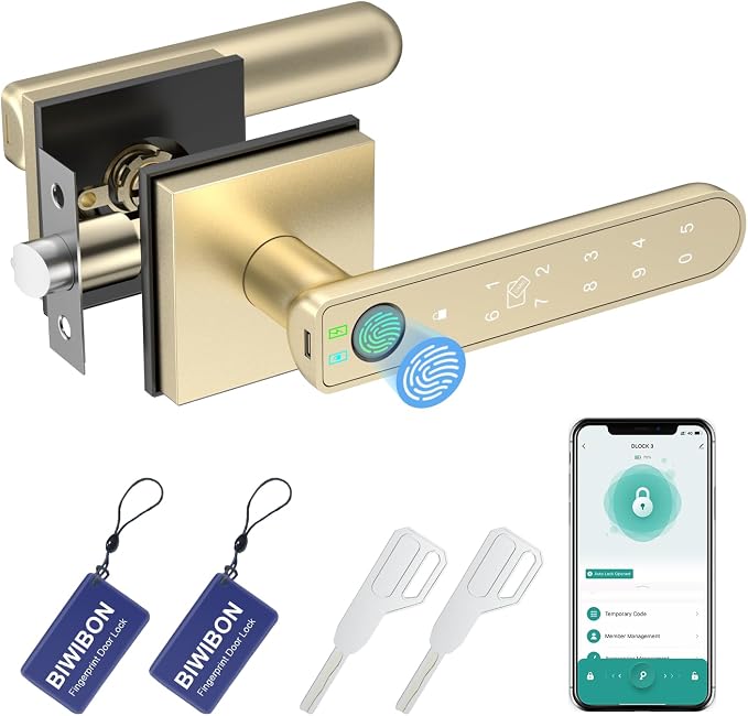 BIWIBON Fingerprint Door Lock, 5 in 1 Finger Print Door Knob by BIWIBON