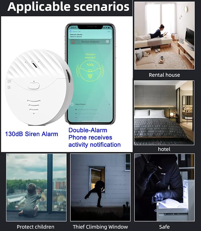 WiFi Window Alarm System, 2 Pack Glass Break Detection - Image 4