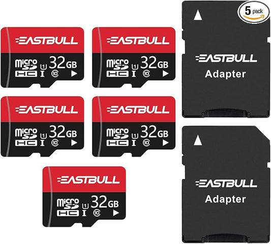 EASTBULL 32GB 5-Pack of Micro SD Cards, 32GB SD Cards Pack Full HD Video 90MB/s by EASTBULL