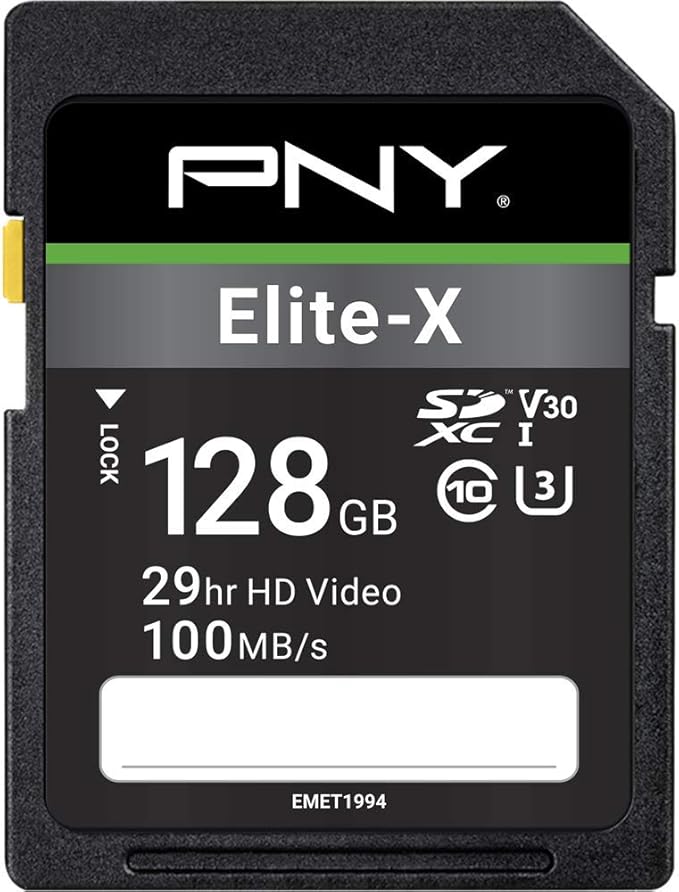 PNY 128GB Elite-X Class 10 U3 V30 SDXC Flash Memory Card by PNY