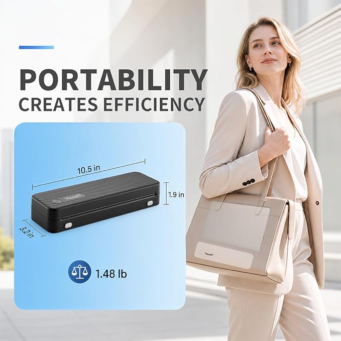 Portable Thermal Printer for Laptop, Inkless Bluetooth Printer Support 8.5" X - Image 4