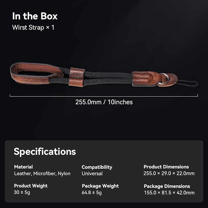 SMALLRIG Camera Wrist Strap, Vintage Leather Camera Hand Strap - Image 8