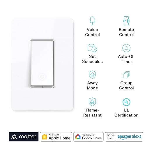 Kasa Matter Smart Light Switch: Voice Control w/Siri, Alexa & Google Assistant - Image 2